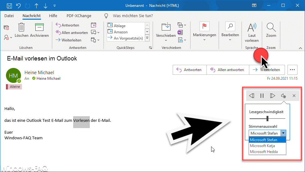 E-Mail vorlesen lassen vom Outlook