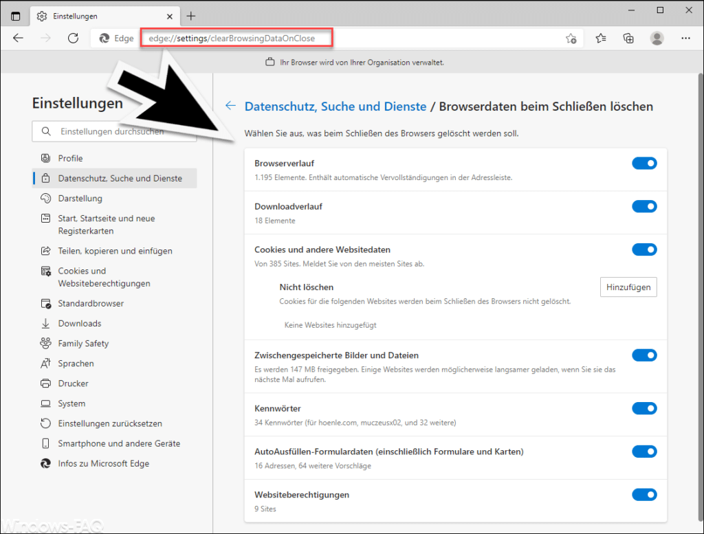 Edge Browserverlauf