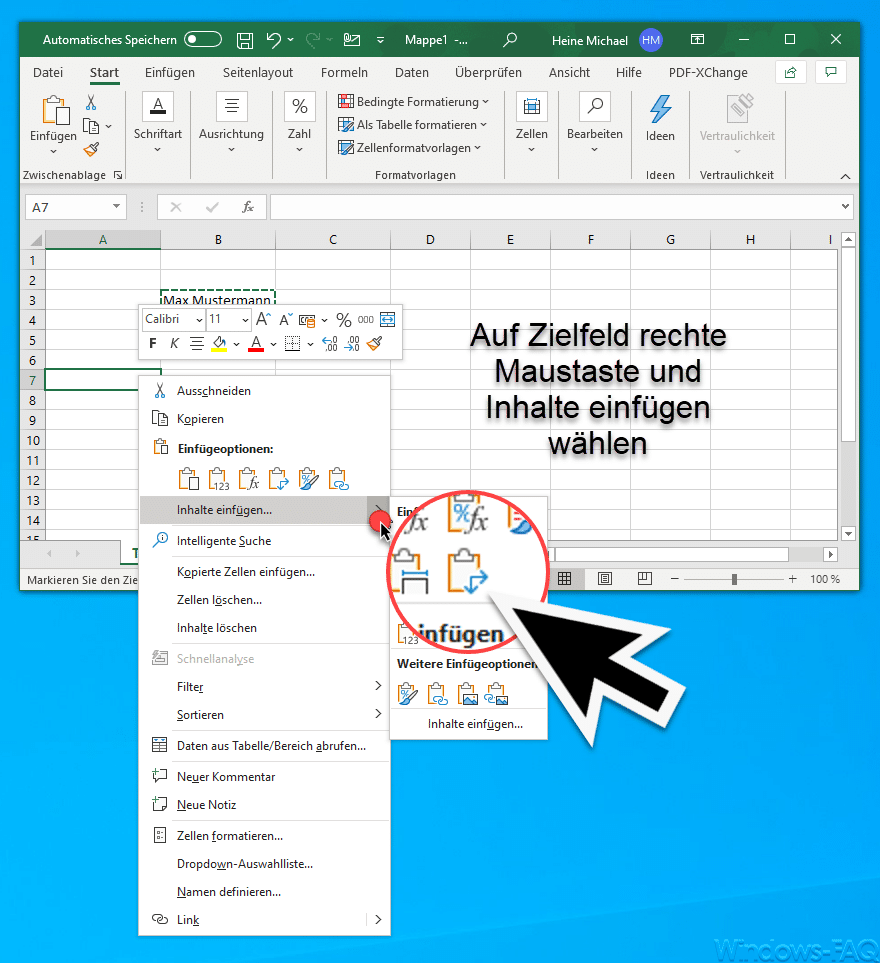 Excel Transponieren – Umwandlung Spalte in Zeile oder Zeile in Spalte