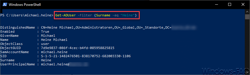 Get-ADUser -Filter Nachname