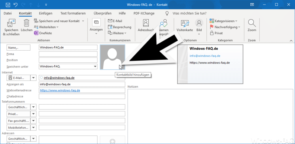 Outlook Kontaktbild hinzufügen