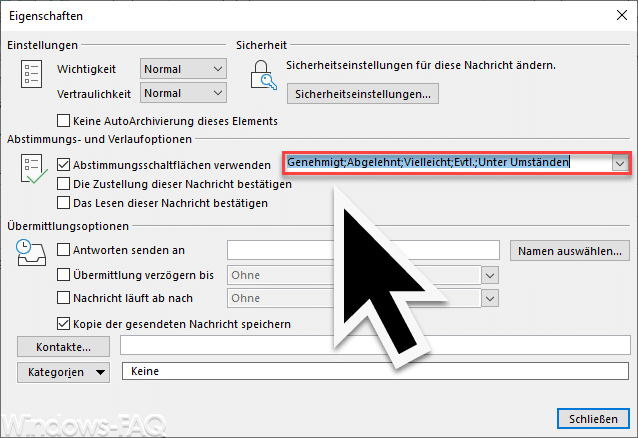 Outlook benutzerdefinierte Abstimmungschaltfläche