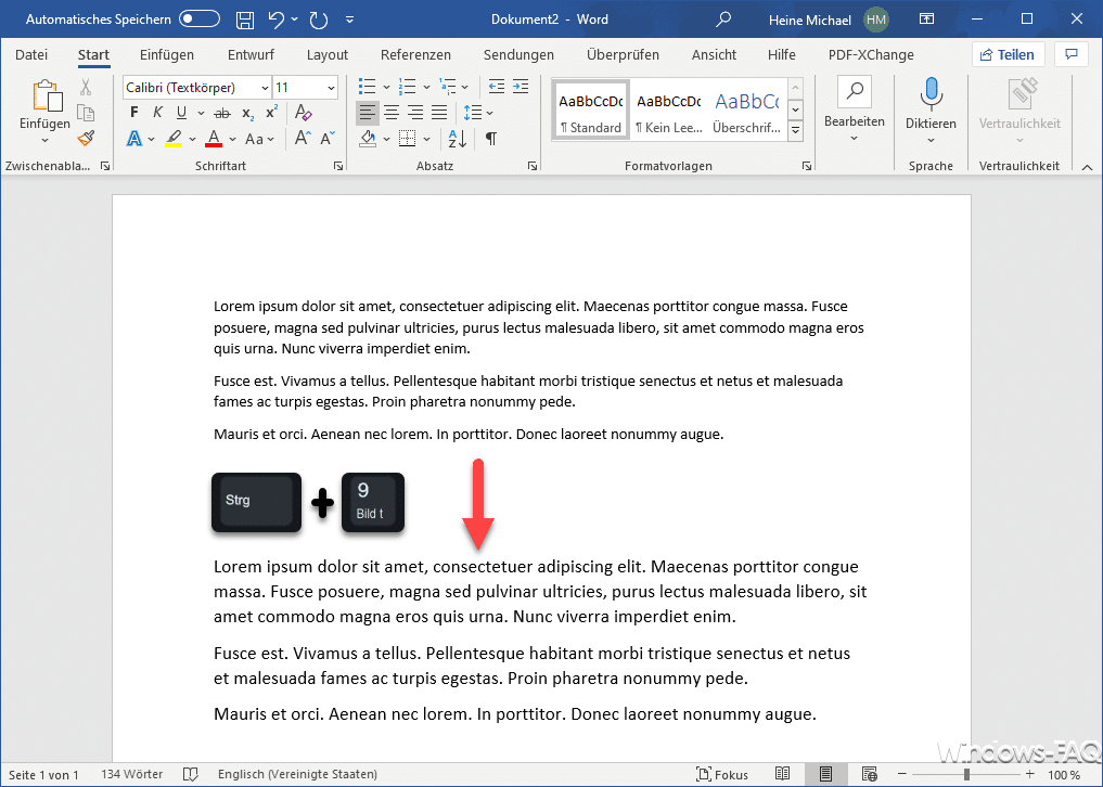 Schriftgröße kleiner oder größer machen per Tastenkombination im Word