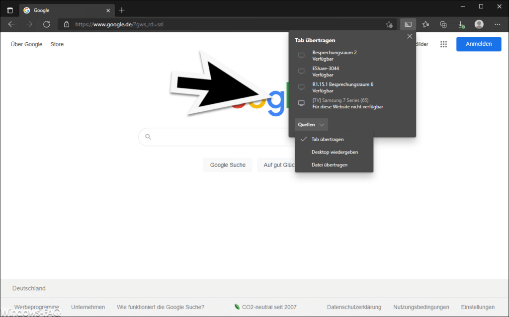 Edge Tab übertragen