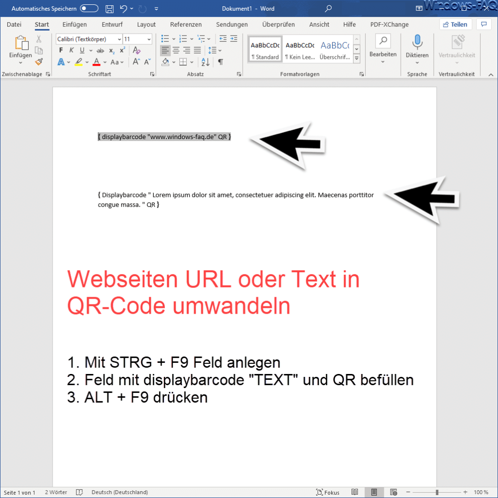 QR Code im Word erzeugen