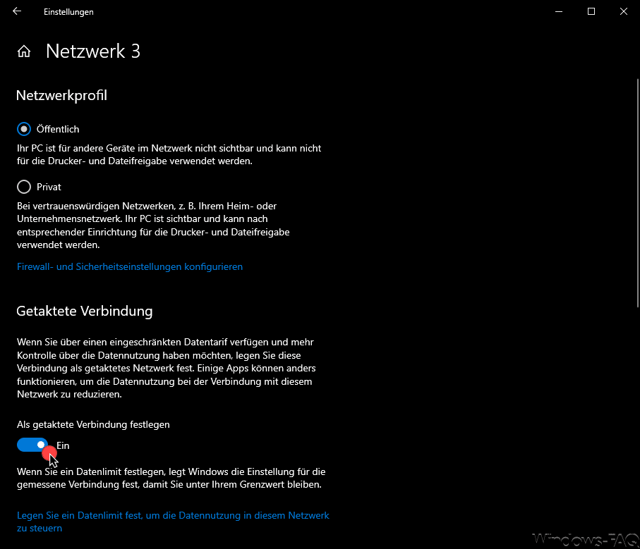 Windows 10 getaktete Verbindung