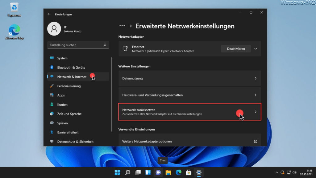 Windows 11 Netzwerk zurücksetzen auf Werkseinstellungen