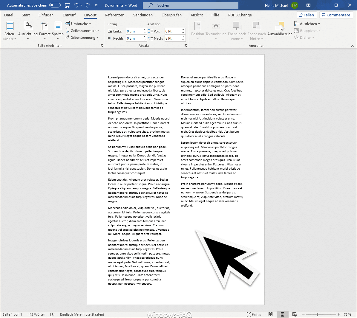 Word Dokument zweispaltig gestalten