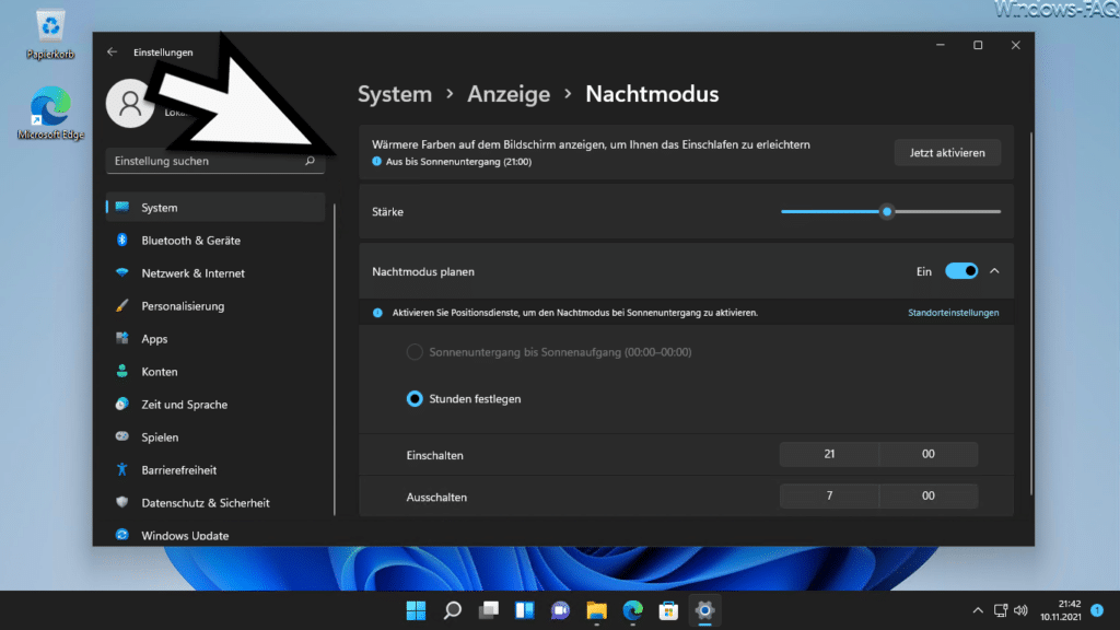 Windows 11 Nachtmodus wärmere Farben