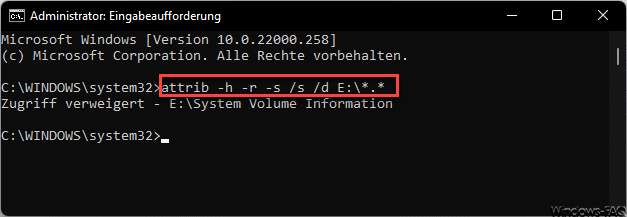 Ausblenden von Dateien auf der SD-Karte mit CMD