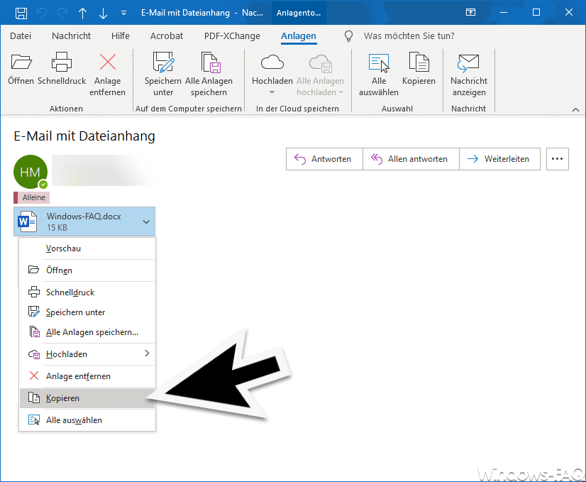 E-Mail Dateianhang kopieren