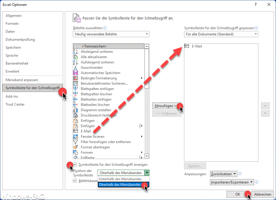 Excel Symbolleiste E-Mail