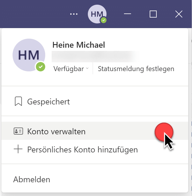 Teams Konto verwalten