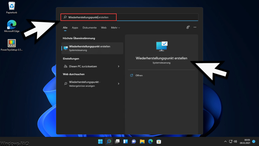 Windows 11 Wiederherstellungspunkt erstellen
