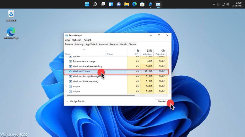 Windows Explorer Neustart Windows 11