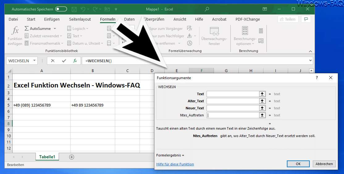 Excel: Text, Zahlen oder Zeichenfolgen ersetzen mit der Wechseln Funktion