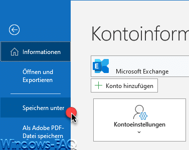 Outlook Kontakt speichern unter