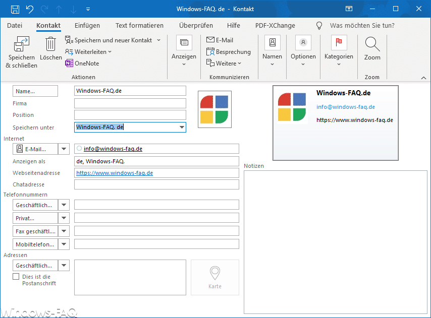 Outlook Kontakt