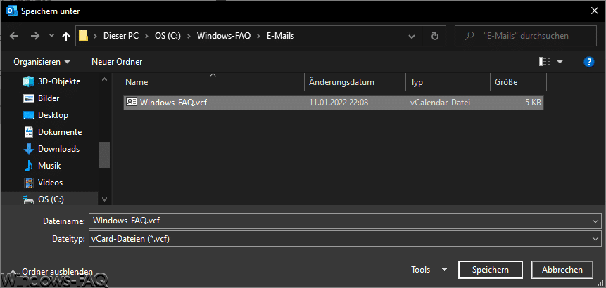 Outlook VCF VCard