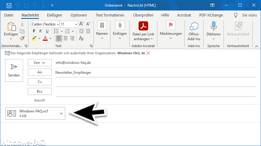 VCF vCard E-Mail Outlook