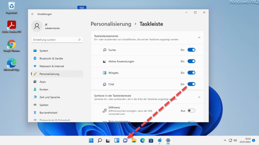 Windows 11 Chat Symbol Taskleiste entfernen