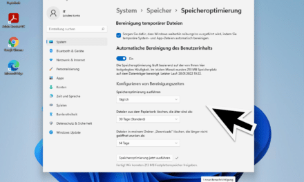 Windows 11 automatisches Löschen von temporären Dateien