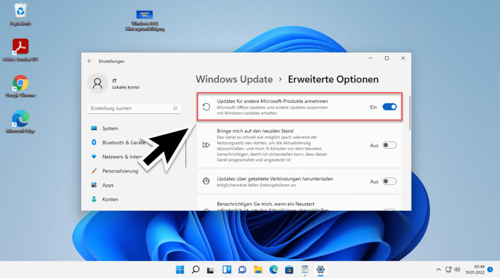 Updates für andere Microsoft-Produkte annehmen