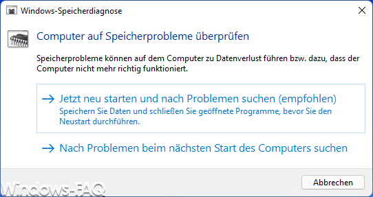 Windows Speicherdiagnose