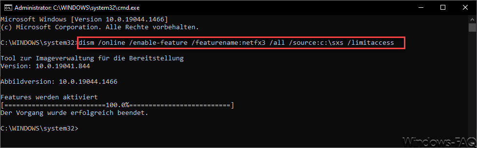 DISM .Net Framework 3.5