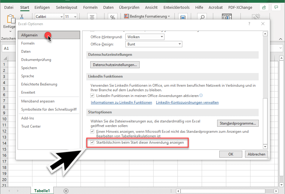 Excel mit leerem Arbeitsblatt starten