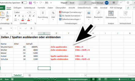 Excel Spalten und Zeilen ein-/ausblenden per Tastenkombination