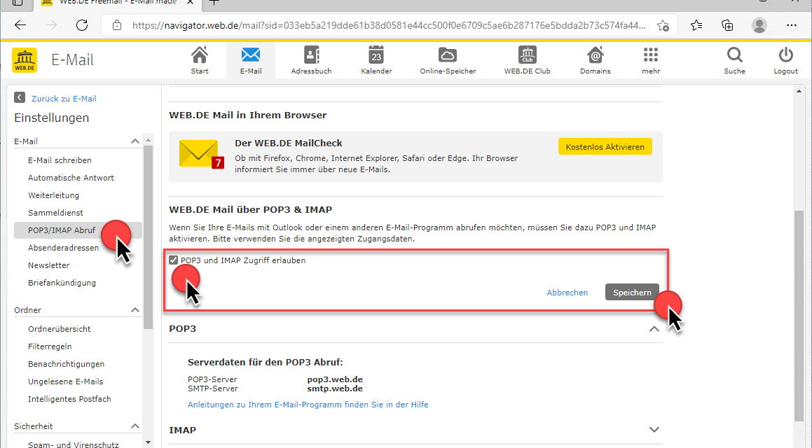 WEB.DE Konto einrichten Windows 11 Mail App