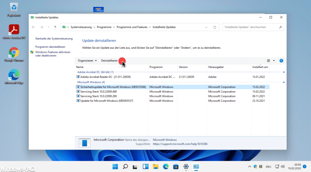 Windows 11 Updates Deinstallieren