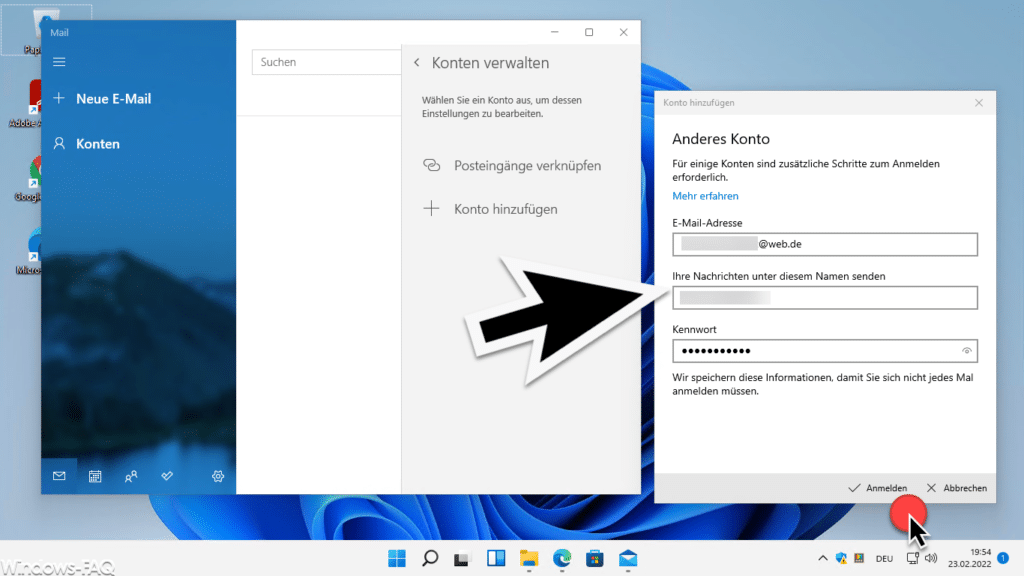 Windows 11 Mail Web.de Zugangsdaten