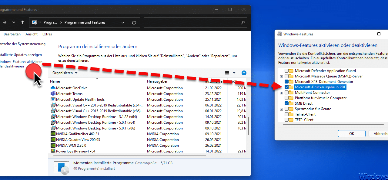 Windows 11 PDF Drucker