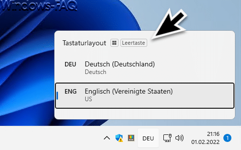 Windows-Taste + Leertaste