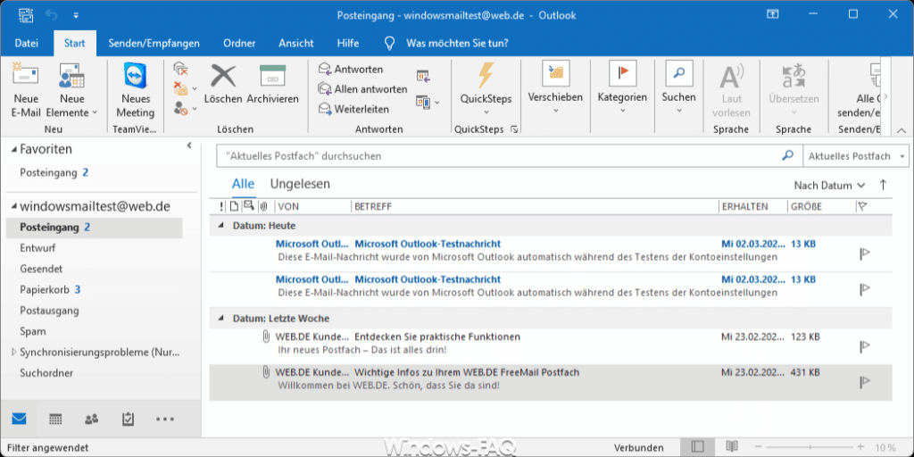 Outlook Postfach Web.de