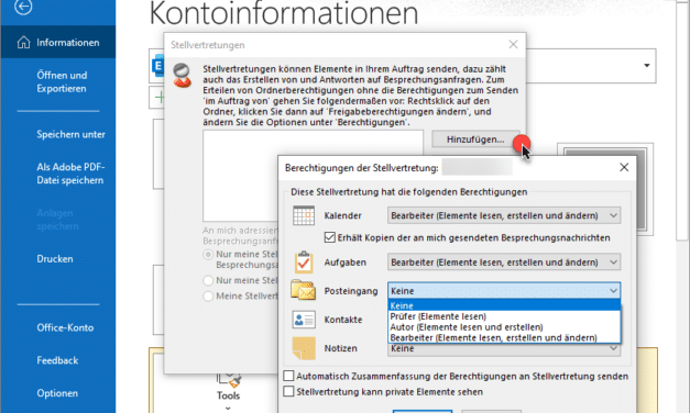 Outlook Stellvertreter festlegen