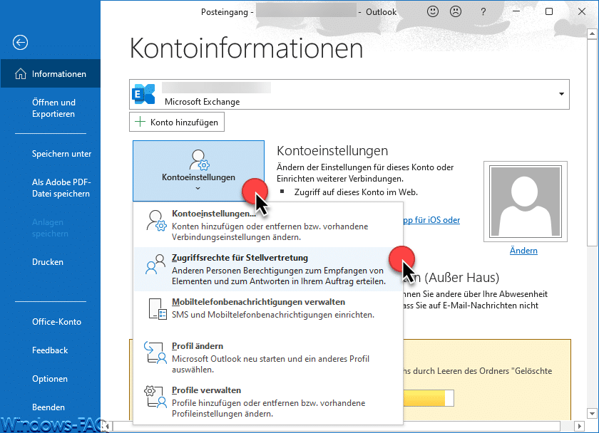 Outlook Zugriffsrechte für Stellvertretung
