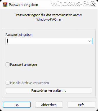 WinRar Passworteingabe