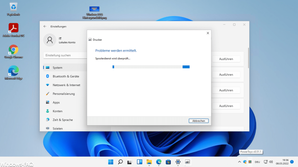 Windows 11 Drucker Problembehandlung wird ausgeführt
