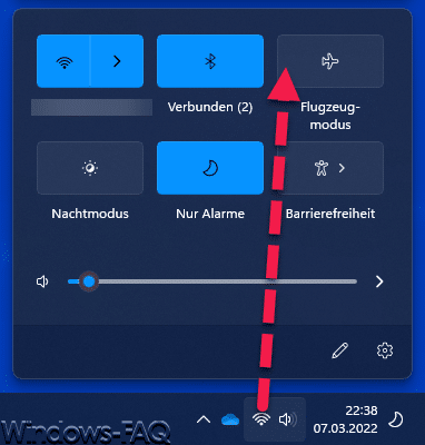 Flugzeugmodus über Windows 11 Taskleiste
