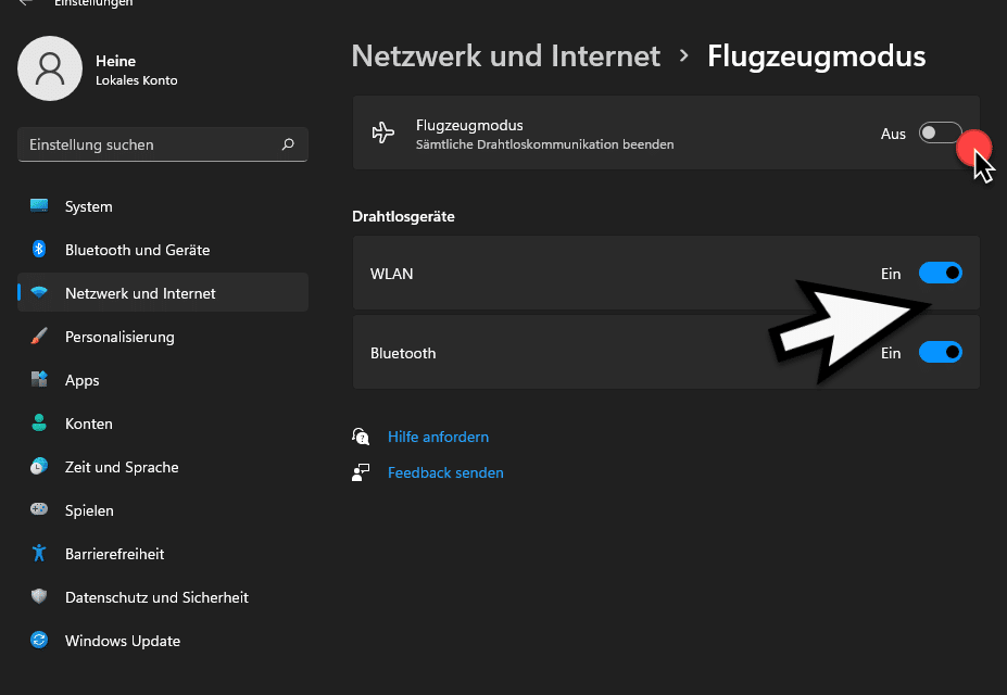 Windows 11 Flugzeugmodus aktivieren