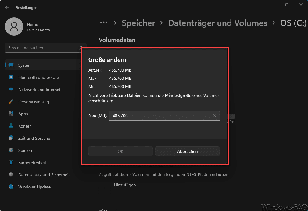 Windows 11 Größe Datenträger