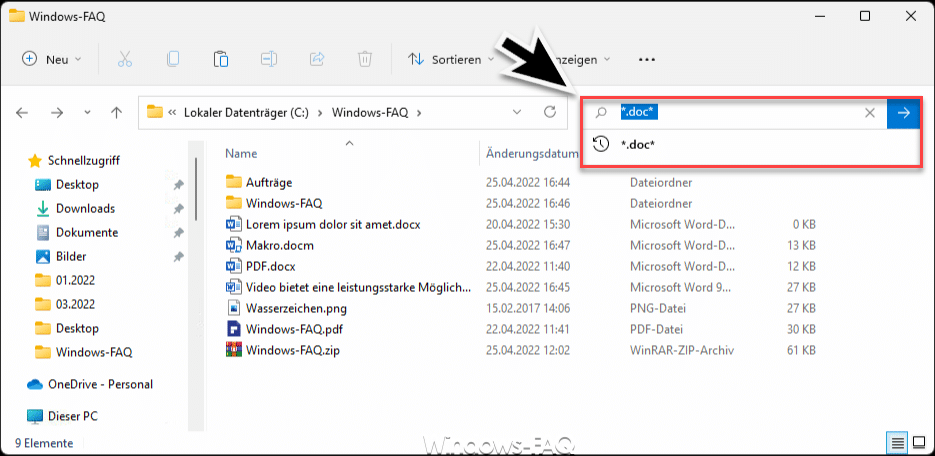 Word Dateien im Explorer suchen