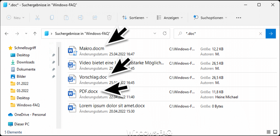 Word Dokumente im Explorer