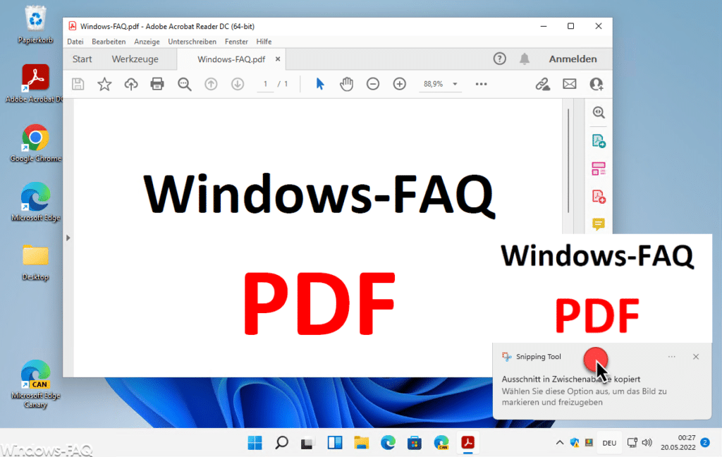 Aufgenommenden Bereich - Snipping Tool öffnen