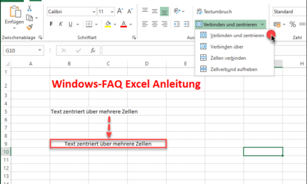 Excel Zellen verbinden und Text zentrieren