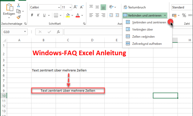 Excel Zellen verbinden und Text zentrieren