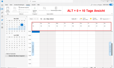 Outlook Kalender 10 Tage Ansicht